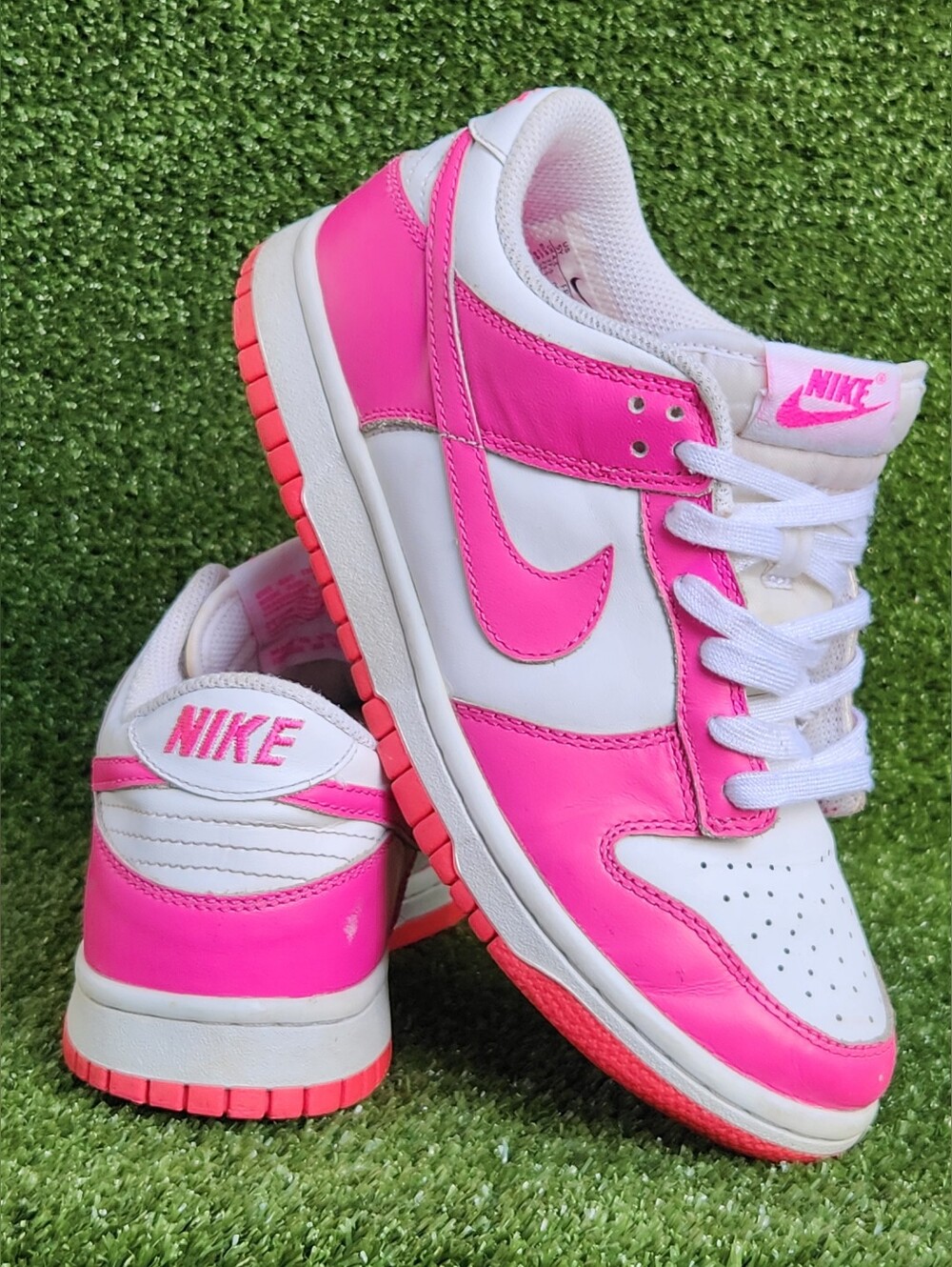 Nike Dunk Low Big Girls Size 5 Youth Fushia White Athletic-Casual Sneakers Shoes